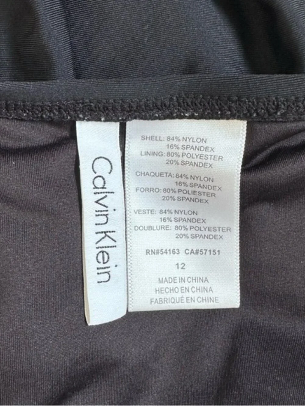 Calvin Klein | Black and Purple Monet Pleated One-Piece Swimsuit | Size 12